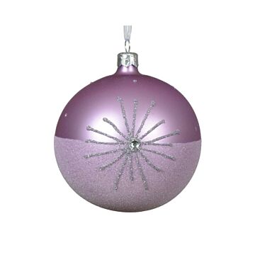 Weihnachtskugel aus Glas glitter fresh lilac Ø 8 cm - Decoris
