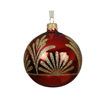 Weihnachtskugel aus Glas glitter weihnachtlich rot Ø 8 cm - Decoris