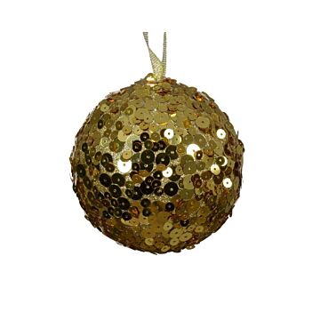 Weihnachtskugel Schaumstoff Pailletten gold Ø 8 cm - Decoris