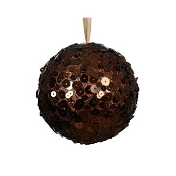 Weihnachtskugel aus Schaumstoff Pailletten espressobraun Ø 8 cm - Decoris