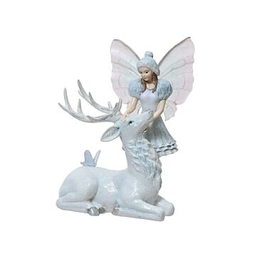 Elfe aus Polyresin weiß 20 cm