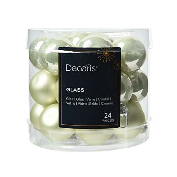 Weihnachtskugeln Glas weiß Minze 2,5 cm Satz von 24 - Decoris