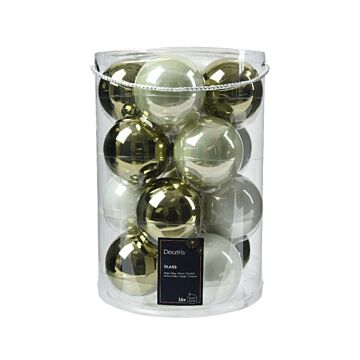Weihnachtskugeln Glas grün weiß Ø 8 cm Satz von 16 - Decoris