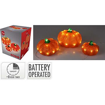 Kürbisse mit LED-Beleuchtung 3er-Set