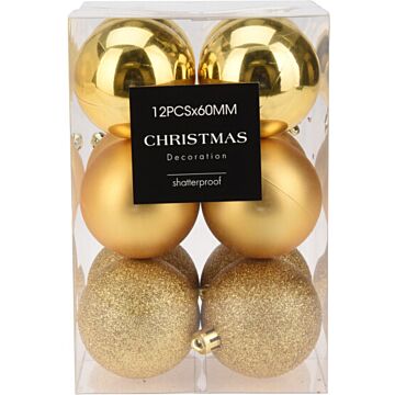 Weihnachtskugeln gold Ø 6 cm 12er Set