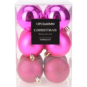 Weihnachtskugel fuchsia Ø 6 cm Satz von 12