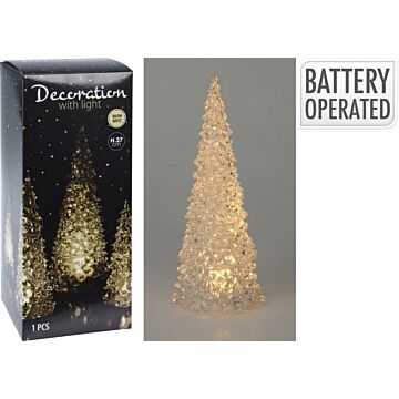 Dekoration Weihnachtsbaum Acryl mit Lichtern warmweiß 27 cm