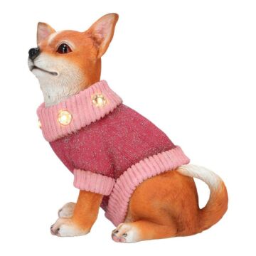 Hund mit Pullover rosa led 25 cm