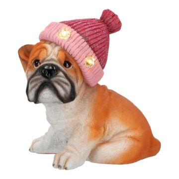 Hund mit Hut rosa geführt 20,5 cm
