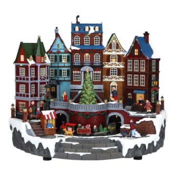 Christmas village turning tree animated led inclusief adapter 39 cm