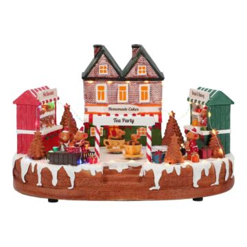 Christmas village tea party animated led 35 cm