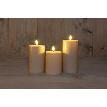3D Kerze für draußen taupe 12.5 cm - 3 Stück