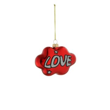 Disco-Ornament LOVE Glas rot 10,5 cm - House of Seasons