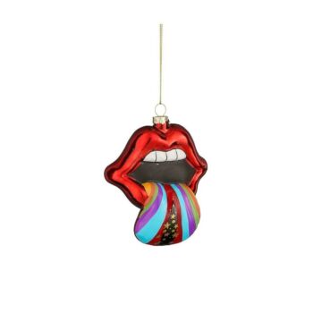 Disco-Ornament Lippen Glas rot 10 cm - House of Seasons