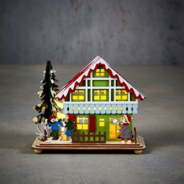 Weihnachtshaus Weihnachtsmann rot batteriebetrieben 16 cm - Luca Lighting
