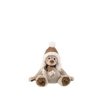 Bär mit Weihnachtsmannmütze Plüsch braun 30 cm