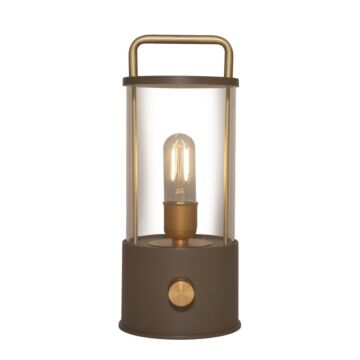 Windlicht warmweiß LED kabellos taupe L 11 cm