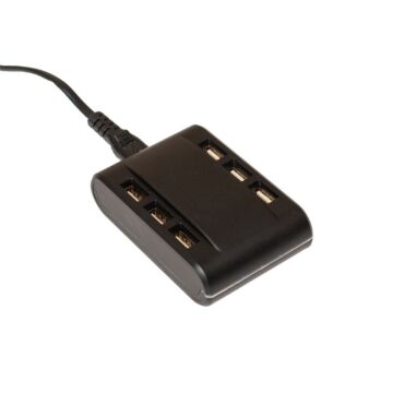 Ladestation USB schwarz 6 Eingänge