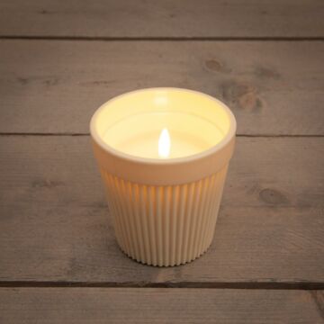 Outdoor Kerze im Topf 3D Flamme weiß 