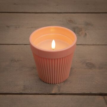 Outdoor-Kerze im Topf 3D Flamme rosa 