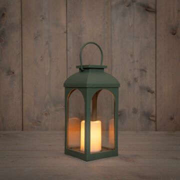 Laterne solar mit Kerze oliv L 11 cm