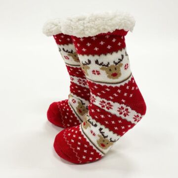 Haussocken Rowen Rentier rot one size