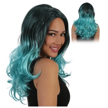 Perücke Luna Schwarz Türkis Perücke Luna Schwarz Türkis