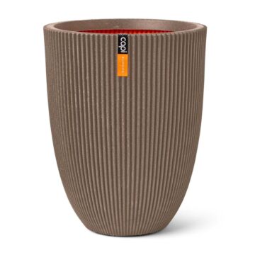 Blumentopf Vase elegant niedrig groove warm taupe Ø 46 cm - Capi