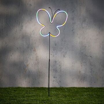 Neonleuchte garten kirsche schmetterling mehrfarbig led IP44 batteriebetrieben 82,5 cm - Luca Lighting