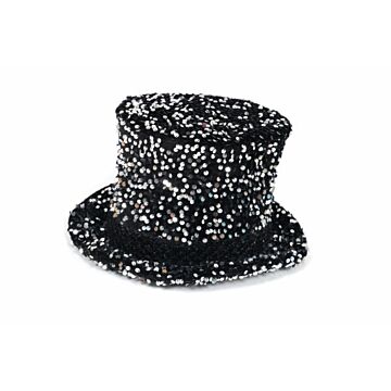 Luxus Zylinder Pailletten Silber