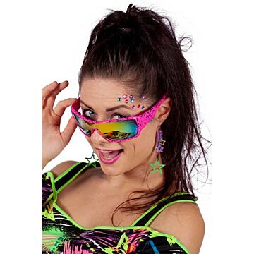 80er Jahre Brille Neon Pink