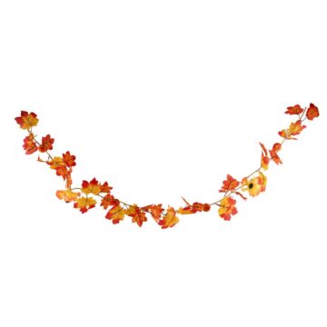 Herbstgirlande mit Blättern und Kürbissen Orange 175 cm