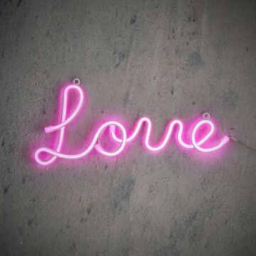 Neonlicht LOVE rosa LED IP20 und Timer-Adapter inklusive 38 cm -Luca Lighting