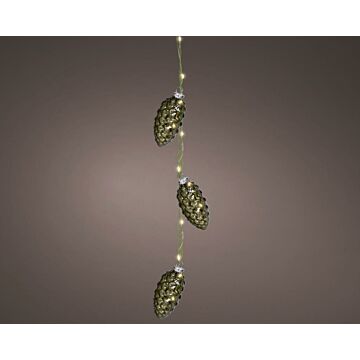 Micro LED-Bündel grün pine steady 15 LED warmweiß 28 cm – Lumineo
