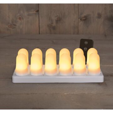 Wiederaufladbare Mini Flammen 6,3 cm weiß 12 Stück - Anna’s Collection