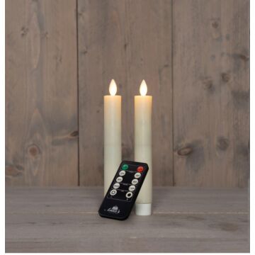 Tischkerze rustikal Wachs LED wiederaufladbar elfenbein 18 cm 2er-Set – Anna's Collection