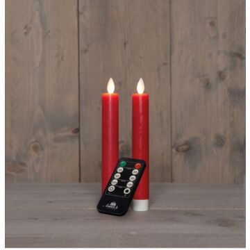 Tafelkerze rustikal Wachs LED wiederaufladbar rot 18 cm 2er-Set – Anna's Collection