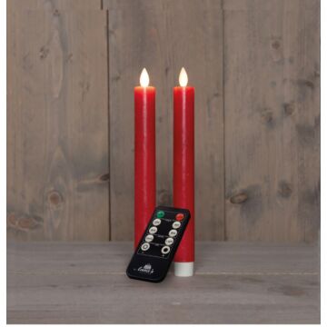 Tischkerze im rustikalen Wachs-Look, LED, wiederaufladbar, rot, 23 cm, 2er-Set – Anna's Collection