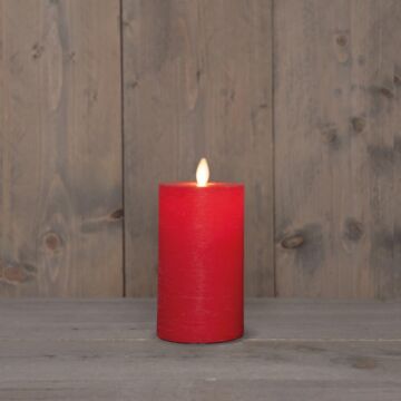 Stumpenkerze rustikal Wachs LED wiederaufladbar rot 12,5 x 7,5 cm – Anna's Collection