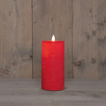 Stumpenkerze rustikal Wachs LED wiederaufladbar rot 15 x 7,5 cm – Anna's Collection