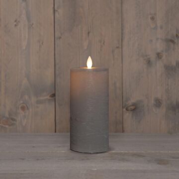 Stumpenkerze, rustikaler Wachs-Look, LED, wiederaufladbar, taupe, 15 x 7,5 cm – Anna's Collection