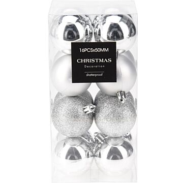 Weihnachtskugeln silber Ø 5 cm 16er Set