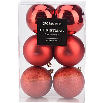 Weihnachtskugeln rot Ø 8 cm 6er Set