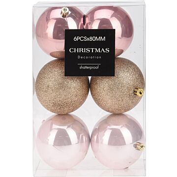 Weihnachtskugeln hübsch rosa Ø 8 cm 6er Set