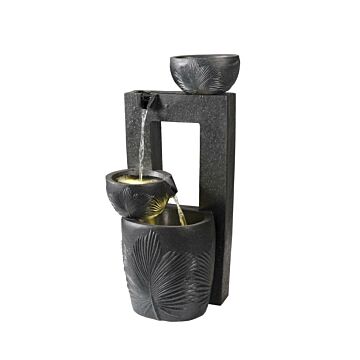 Brunnen Schalen Polyresin 3 LED grau 80 cm - Lumineo