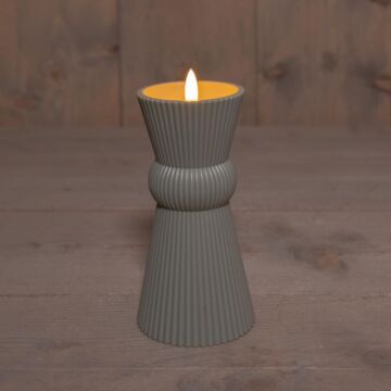 Außenkerze 3D Flamme Kunststoff olivgrün 17,5 cm