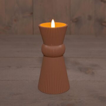 Außenkerze 3D Flamme Kunststoff terra 17,5 cm