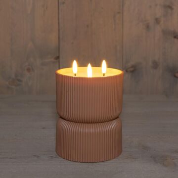 Außenkerze 3D Flamme Kunststoff terra 17,5 cm