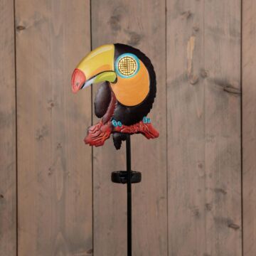 Solar Gartenstecker Tukan mit Wackelauge 75 cm