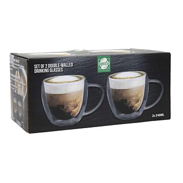 Doppelwandiges Glas mit Henkel, 280 ml